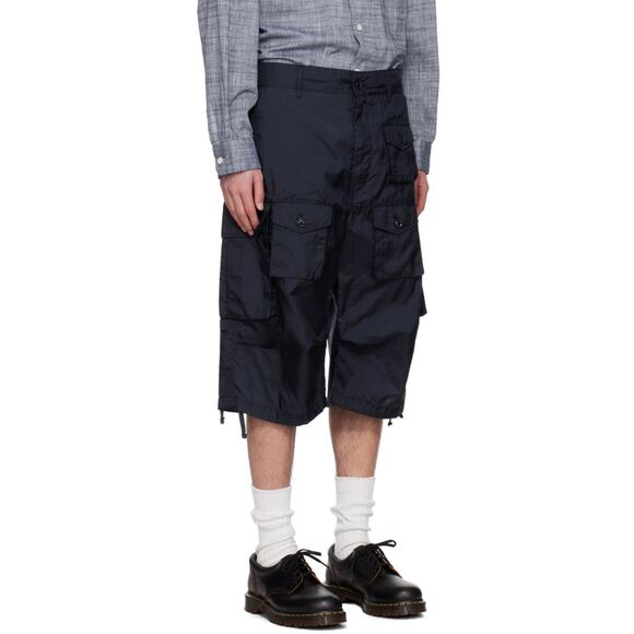 ENGINEERED GARMENTS Navy Drawstring Cargo Shorts - Picture 2 of 8